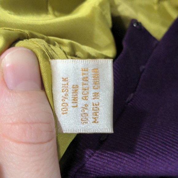 Aidan by Aidan Mattox Purple Silk Dress with Green Lining Size 0 Ruffle Blouson - Picture 9 of 10